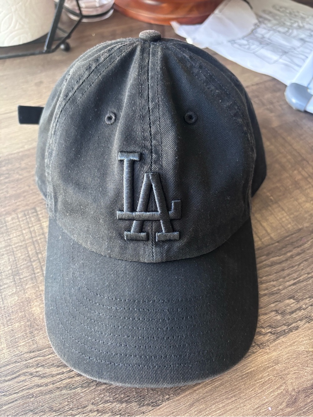 LA dodgers black strapback dad cap
